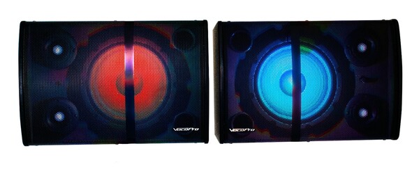 500 W (PMPO) KARAOKE POWERED SPEAKER WITH BLUETOOTH, MP3, FM, AND LED LIGHT EFFECTS